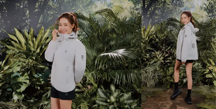 女神也印象深刻的「風扇冰鋒衣」走路都有風(左圖為開啟風扇狀態、右圖為未開啟風扇狀態)