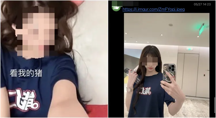 疑似林廷謙外遇的女球迷，被挖出先前就在社群曬出穿能仁家商衣服。翻攝自批踢踢