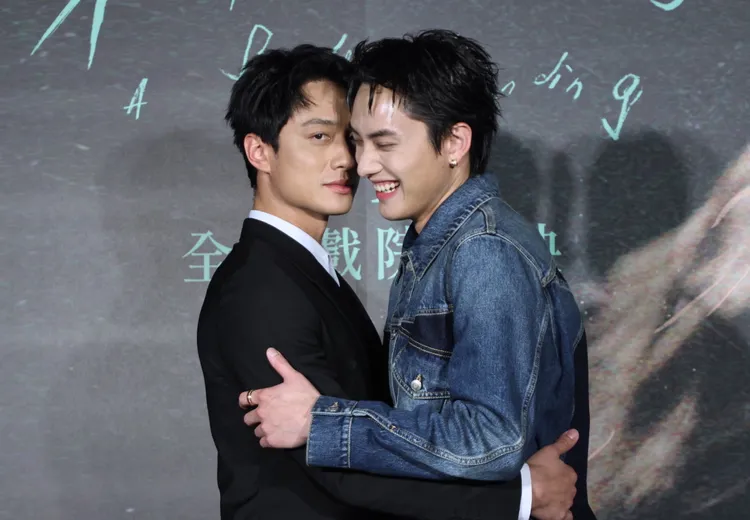 范少勳（右）和劉俊謙首映會又放閃。攝影中心攝