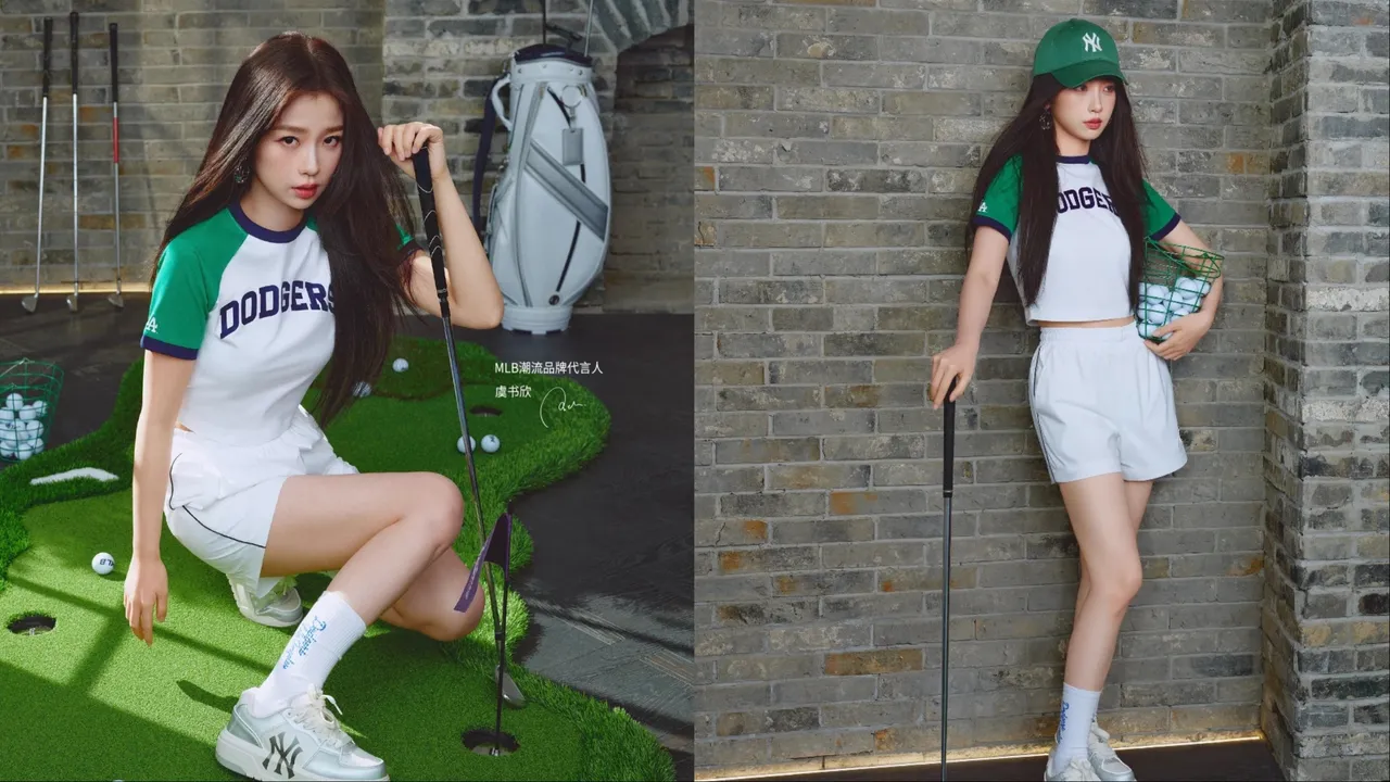 虞書欣替潮流品牌MLB拍攝形象照。翻攝MLB品牌小紅書