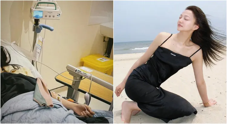 張韶涵吊點滴畫面曝光。翻攝自張韶涵微博