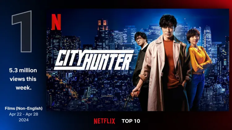 《城市獵人》登上Netflix非英語電影冠軍。Netflix提供