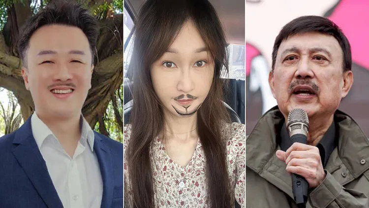 李正皓（左圖）、黃瓊慧（中圖）進行「像余天大賽」。右圖為余天。翻攝自3人臉書