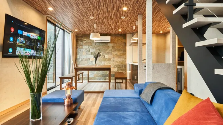 「富士山中湖樂天住宿 Villa」提供樓中樓房型。業者提供