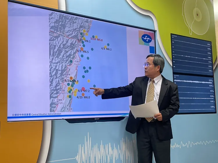 403強震較大餘震發生區域統計。記者林則澄攝