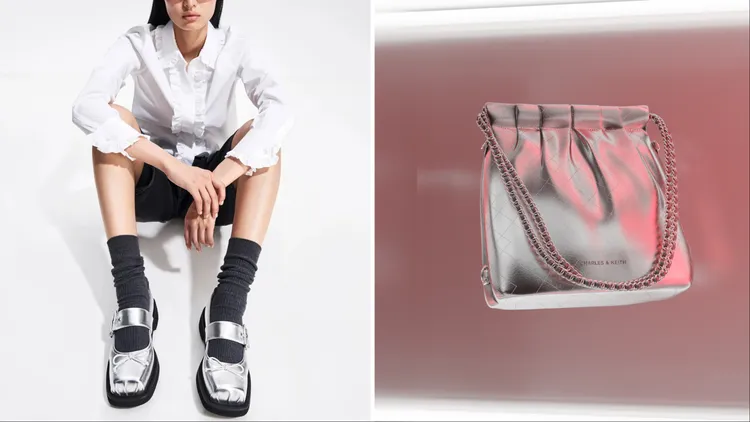 小CK本季將鞋、包都換上銀色外衣。品牌提供