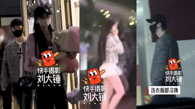 黃曉明（左起）近日被拍到先和Angelababy帶小孩到遊樂園，再與打扮火辣的葉珂去吃飯。翻攝攝影劉大錘快手