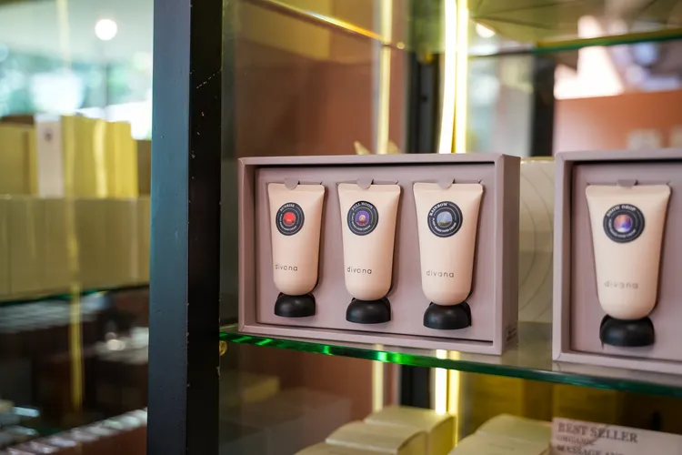 Divana Spa自有品牌的沐浴備品。田欣雲攝