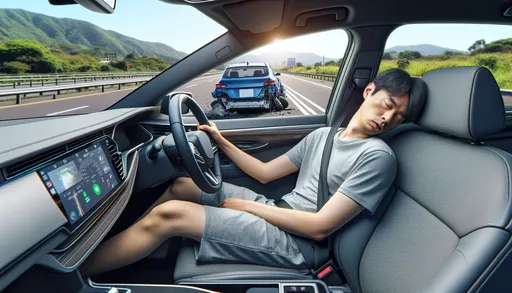 太扯！國道開啟自駕竟在車內睡覺　衝入休息站撞2車釀2傷！荒唐駕駛這下慘了