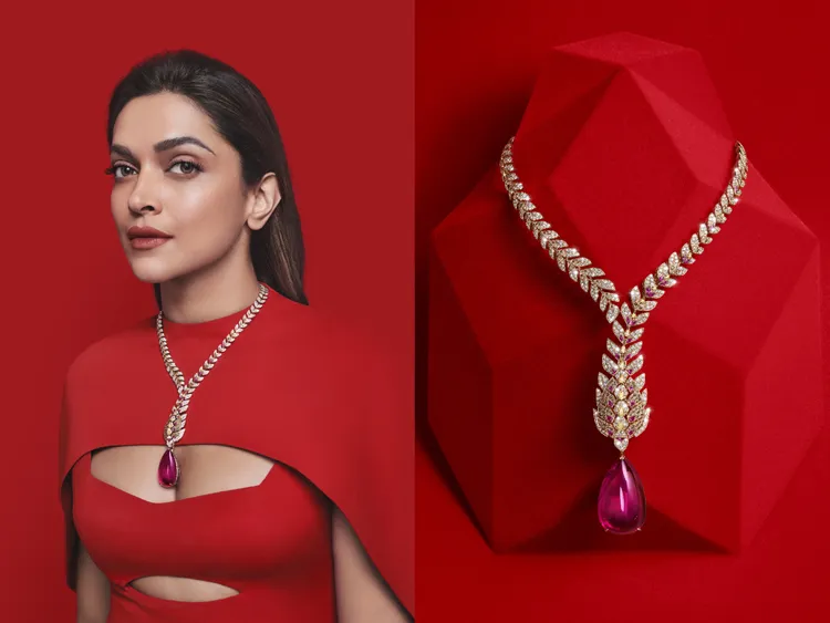 Mochelys項鍊／胸針（玫瑰金、紅碧璽、鑽石）。品牌提供