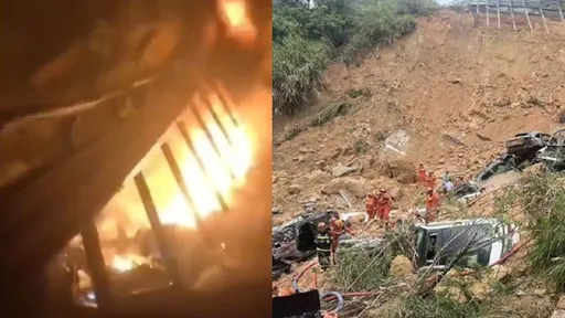 地狱火天使驾驶!中国高速公路塌陷36死 粗犷司机夫妇拦路救了100多人