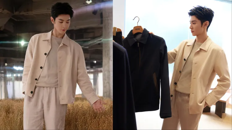 陳哲遠全身穿著Oasi Lino系列的米色單品。品牌提供