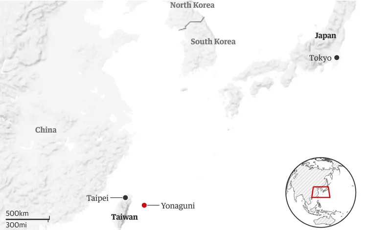 與那國島地點。英國《衛報》