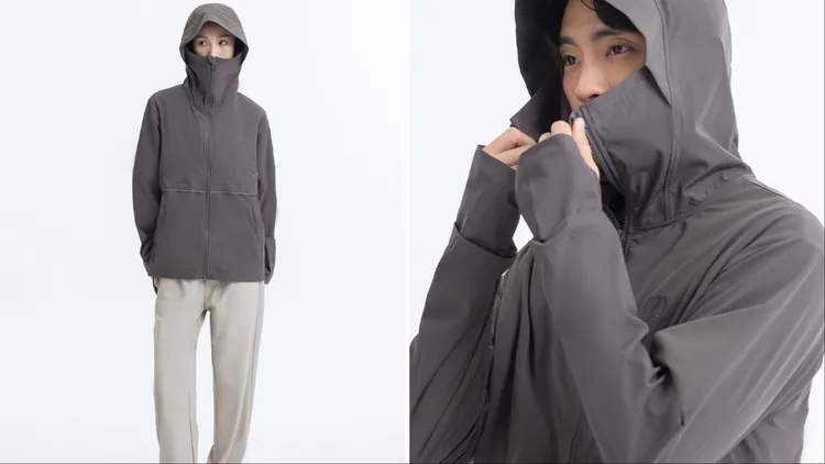 「涼感透氣防曬冰磁外套」拉鍊全部拉起可作為防曬面罩。品牌提供
