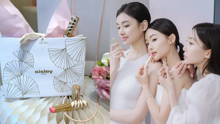 Sisley植物水光粉漾潤唇膏#2百變幻粉，會依據唇部pH值，而擁有不同的粉色調呈現。左圖張家玲攝、右圖品牌提供