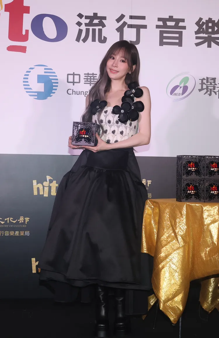 王心凌回台灣領獎。彭欣偉攝