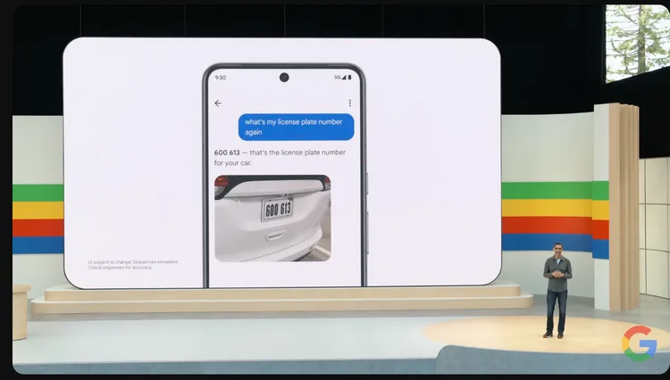 「Ask Photos」能在搜尋中輸入找出有自己車牌號碼的車輛。翻攝Google YouTube。