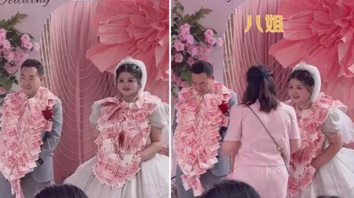 弟弟結婚8位姊姊贈現金花圈  網友:新娘有1婆8姑、祝福她了
