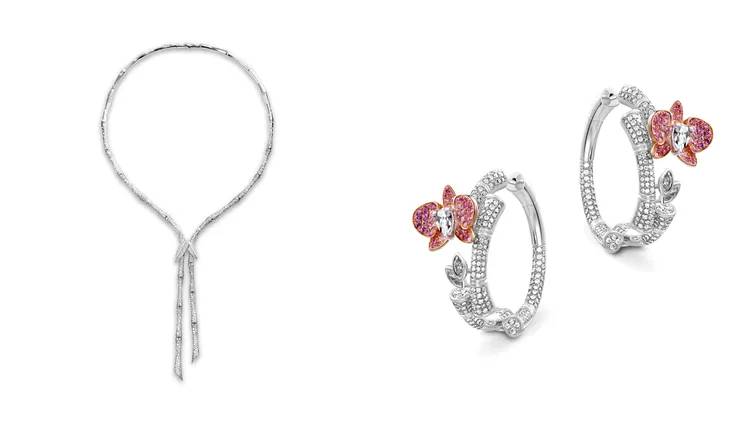 潤娥所佩戴的Qeelin Bamboo高級珠寶系列項鍊和耳環。品牌提供