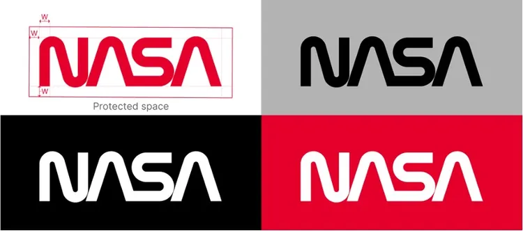 疑似遭仿造的NASA字體，是簡化運用在制服等製作物上視覺設計。取自NASA官網