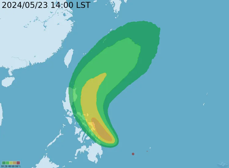 颱風暴風圈侵襲機率。氣象署提供