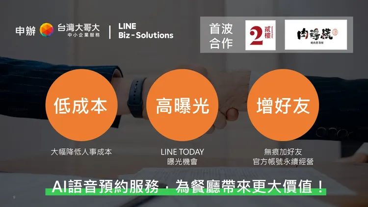 AI語音預約服務，預期能為餐廳帶來更大價值。LINE提供。