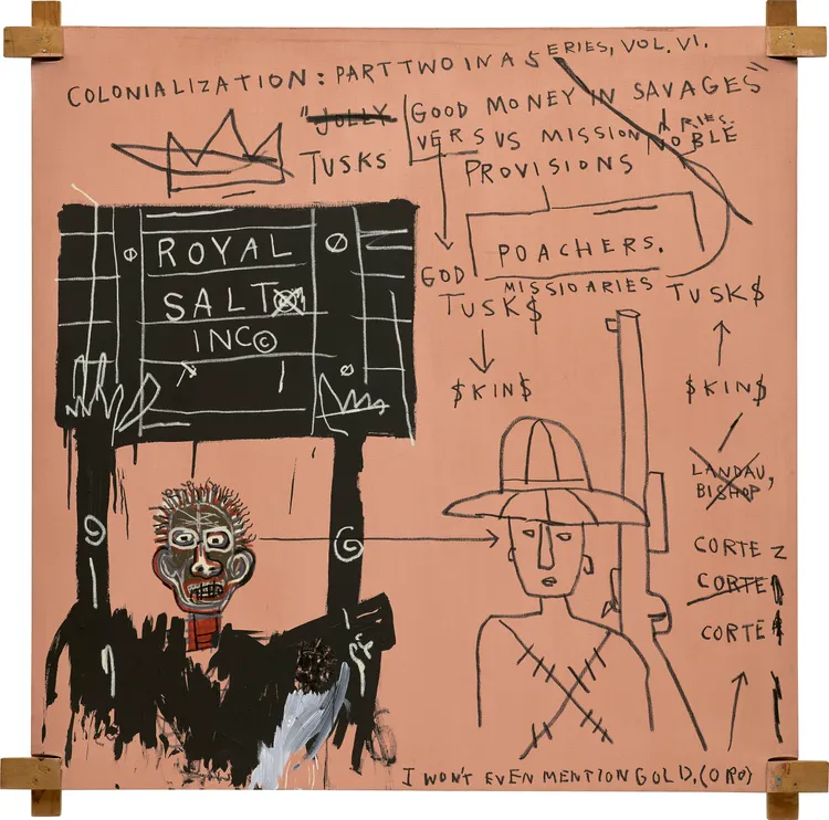 Jean-Michel Basquiat《亞摩利人獵遊》，估價約3.7億至4.95億元台幣。富藝斯提供