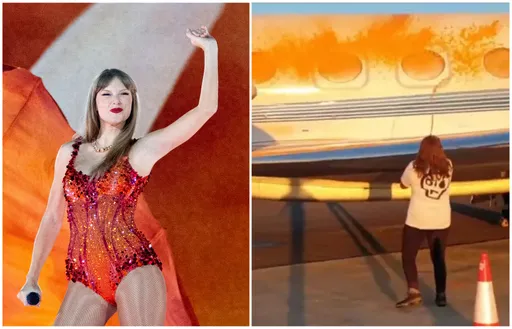 泰勒絲搭私人飛機成眼中釘 環保人士闖禁區噴漆稱「她飛機在這」