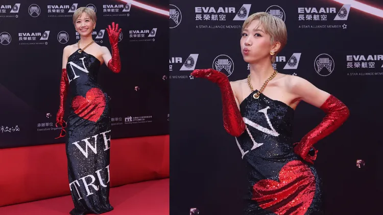 典禮主持人Lulu送飛吻。彭欣偉攝