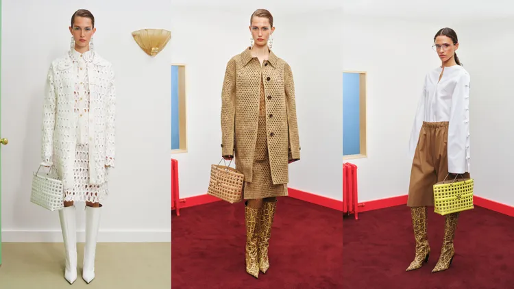 新款軟木托特包以野餐籃般的金屬提把點綴。品牌提供