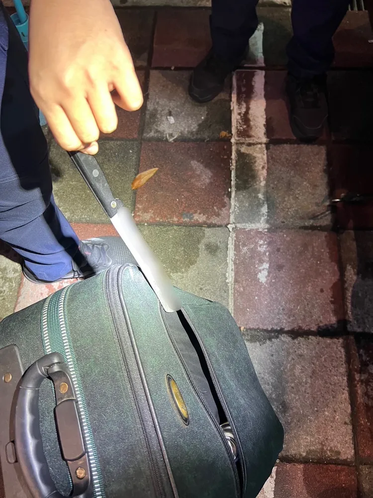 男子聲稱牛排刀是用來「抓癢」。翻攝畫面