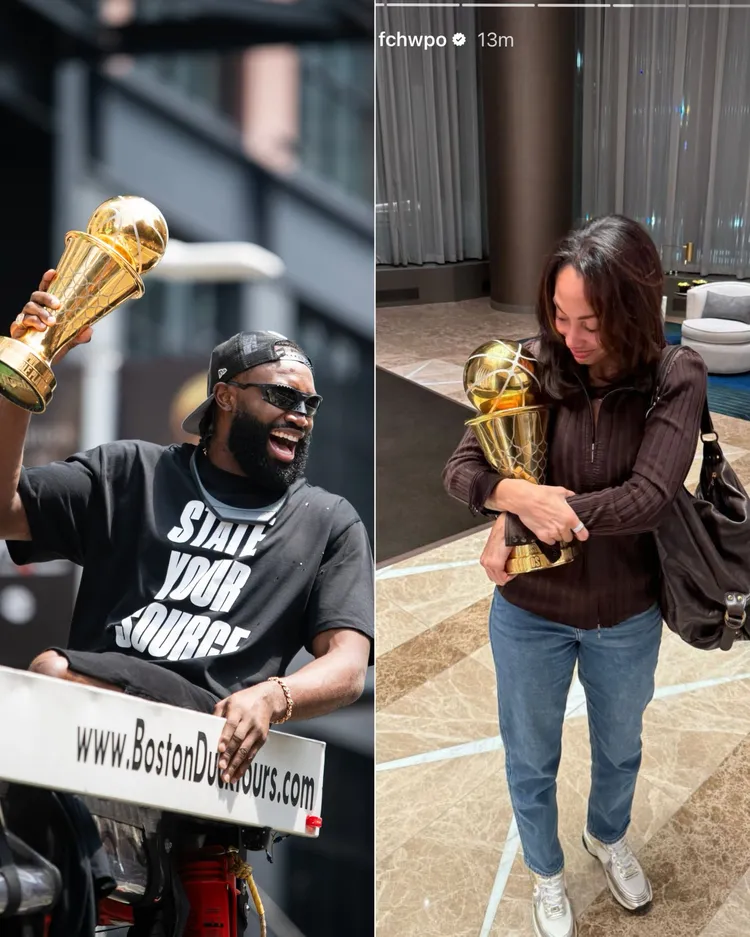 布朗在IG限動上PO出凱斯蕾抱著他FMVP獎盃的照片。 翻攝BleacherReport  x