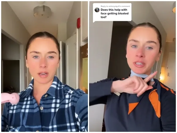 空服員維拉分享長途飛行消水腫的妙招。Tiktok
