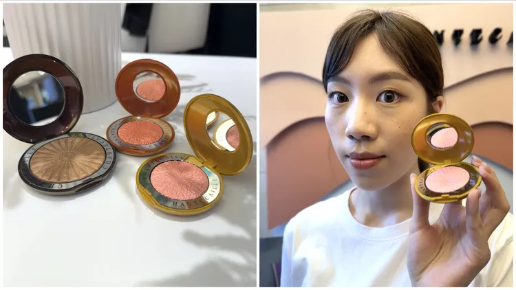 香緹卡太陽石修容蜜粉餅3050元、太陽時潤色頰彩各2850元。張家玲攝