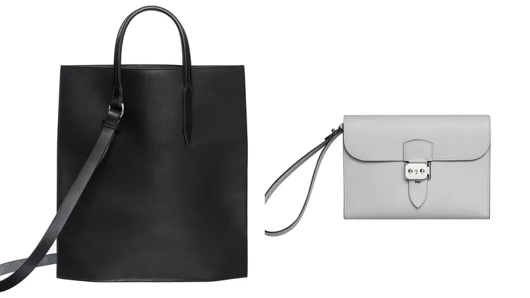 HARNACHEUR 托特包（左）29萬4100元、SAC À DÉPÊCHES 手拿包（右）21萬2900元。品牌提供