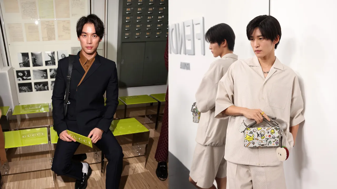 福士蒼汰（左圖）與目黑蓮分別現身GUCCI和FENDI的2025春夏男裝秀。品牌提供