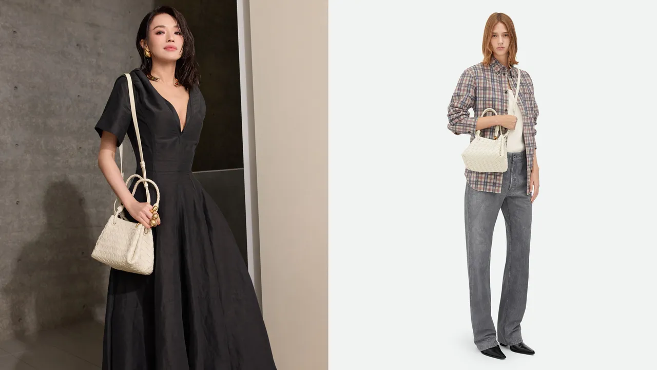 舒淇（左圖）背上BOTTEGA VENETA最新的Parachute包。品牌提供