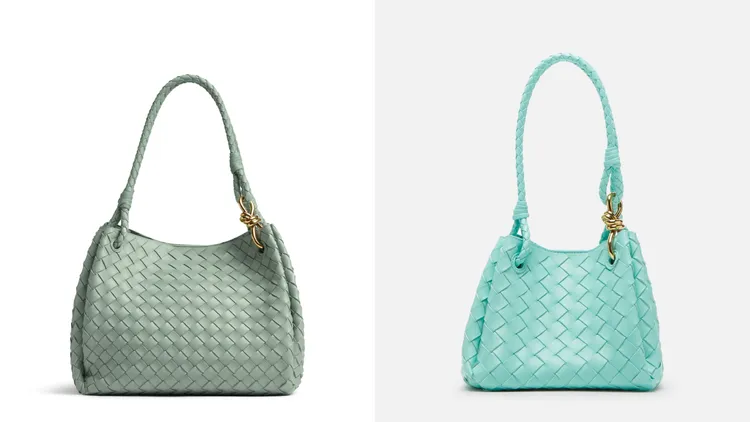 BOTTEGA VENETA Parachute鼠尾草色包款（左圖）18萬8600元、薄荷綠色包款（右圖）12萬5600元。品牌提供