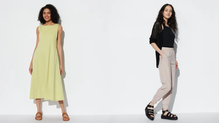 AIRism特級彈性洋裝（左）790元、特級彈性AIRism束口褲790元。品牌提供