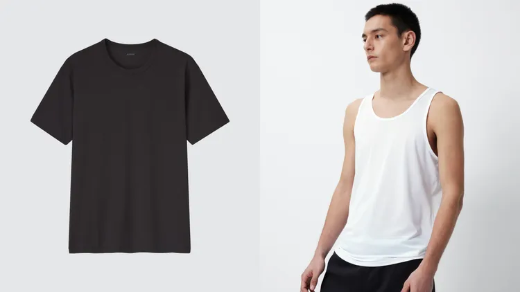 AIRism棉質圓領T恤（左）390元、抗異味網眼坦克背心390元。品牌提供