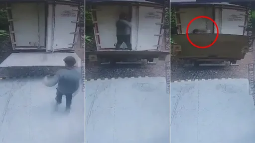 驚悚影片｜貨車司機變「人肉三明治」　車尾雙門聯手夾死他