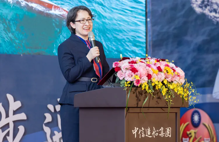 蕭美琴副總統今天出席海巡署永康艦（CG610）交船、CG611命名暨新型35噸級巡防艇（PP-3520）交船。總統府提供