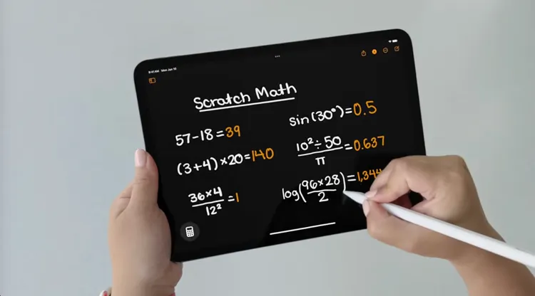 蘋果為iPadOS 18加入數學計算app。翻攝蘋果YouTube