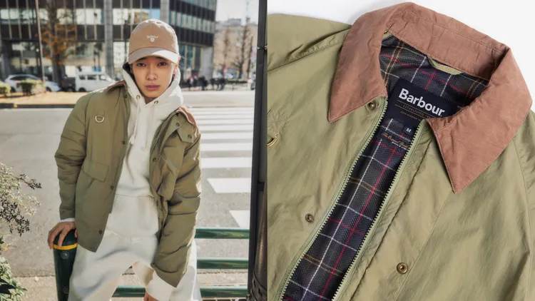 Oversized Spey防潑水外套以比色燈心絨衣領打造視覺亮點。品牌提供