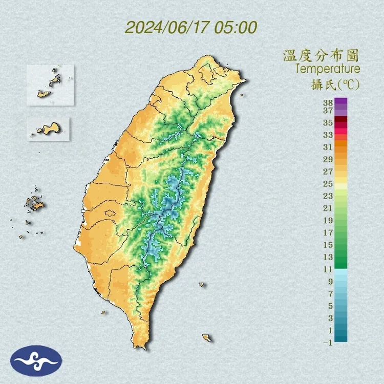 今日各地高溫32至35℃。氣象署提供