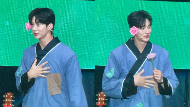 邊佑錫晚場換上花乞丐裝。讀者提供