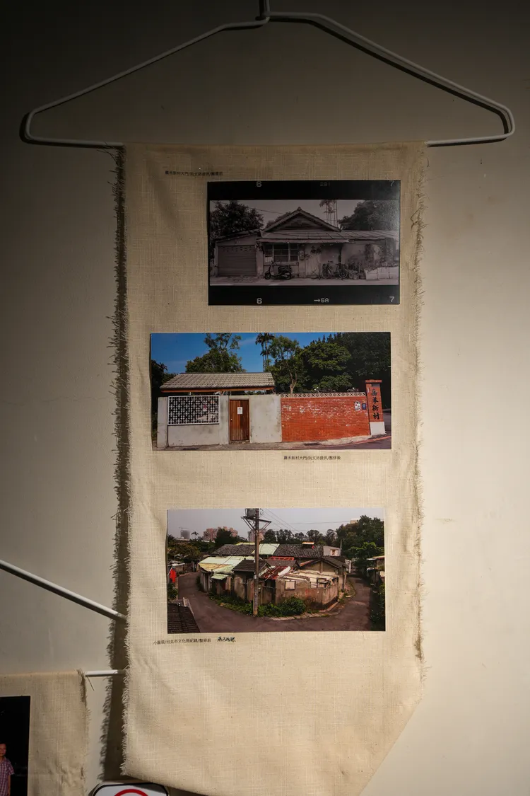 防空洞內現正展出在嘉禾新村生活的老照片。田欣雲攝