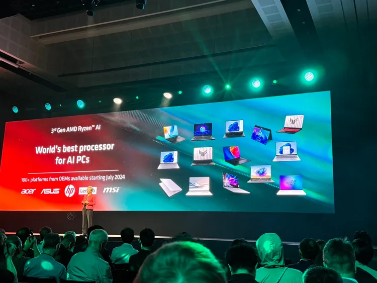 蘇姿丰分享搭載Ryzen AI處理器Copilot+PC合作夥伴。趙筱文攝影。