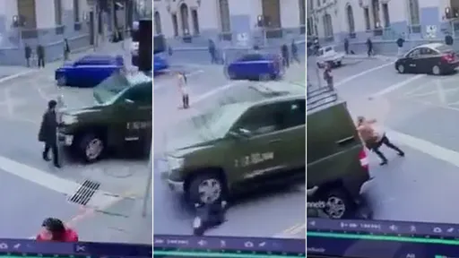 驚悚影片｜軍車輾行人還倒車要再輾　民眾肉盾攔阻保不住她的命