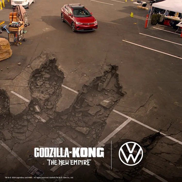 今年春天Volkswagen與傳奇角色「哥吉拉」合作《哥吉拉與金剛：新帝國》再度加入電動車款ID.4。業者提供